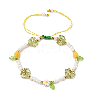 Glass Seed Beads & Lampwork Beads Braided Bead Bracelets for Women BJEW-MZ00212-01-1