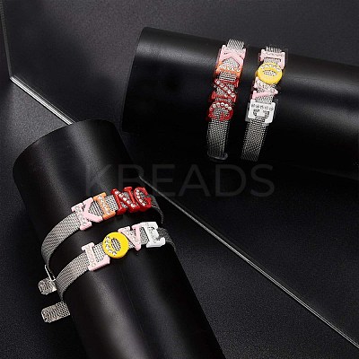 Spray Painted Zinc Alloy Slide Charms ALRI-WH0005-13N-1