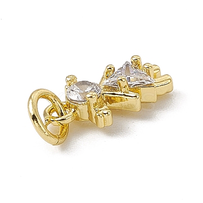 Brass Micro Pave Cubic Zirconia Charms ZIRC-F132-22G-1
