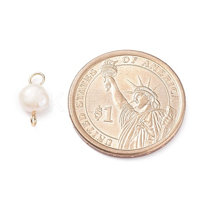 Natural Cultured Freshwater Pearl Connector Charms PALLOY-JF01394-03-1