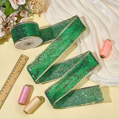 Christmas Theme 10 Yards Polyester Ribbon OCOR-WH0070-238A-1