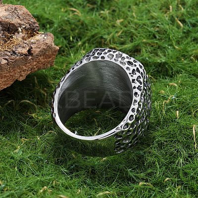 Textured 304 Stainless Steel Finger Rings FS-WG3E048-01-1