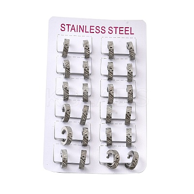 304 Stainless Steel Hoop Earrings EJEW-L302-03A-P-1