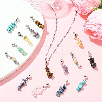 50Pcs 10 Style Natural & Synthetic Gemstone European Dangle Charms HJEW-CJ00093-1