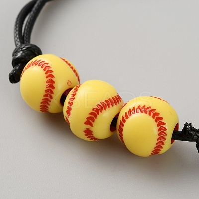 Sport Theme Acrylic Beaded Bracelets for Men Women BJEW-WH0022-55B-1