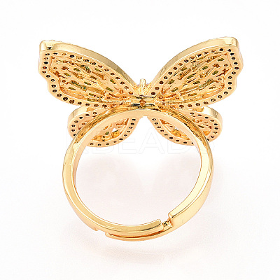 Adjustable Brass Micro Pave Cubic Zirconia Finger Rings for Women KK-T074-04G-1