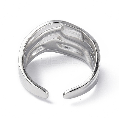 Non-Tarnish 304 Stainless Steel Open Cuff Ring for Women RJEW-C046-09P-1