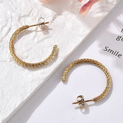 304 Stainless Steel Twist C-Shaped Stud Earrings EJEW-R017-03G-02-1