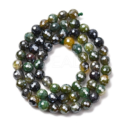 Electroplated Natural Agate Beads Strands G-B191-A07-6mm-19-1