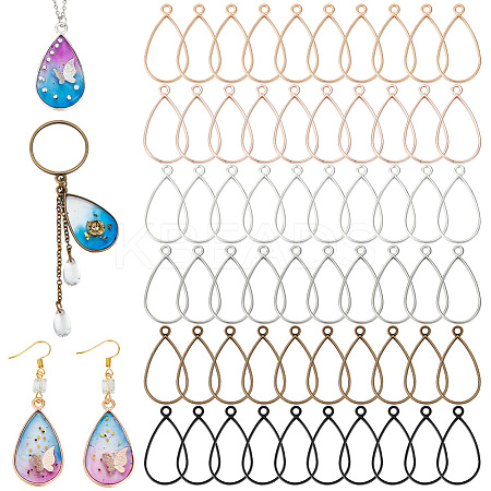 60Pcs 6 Colors Alloy Open Back Bezel Pendants FIND-OC0003-37-1
