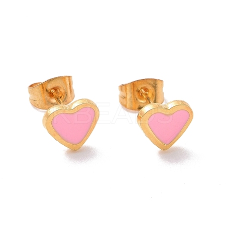 304 Stainless Steel Enamel Stud Earrings EJEW-B009-06G-02-1