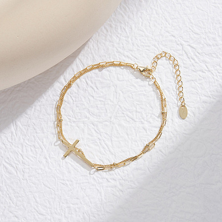S925 Sterling Silver Multi-strand Bracelets for Woman BJEW-H622-01G-1