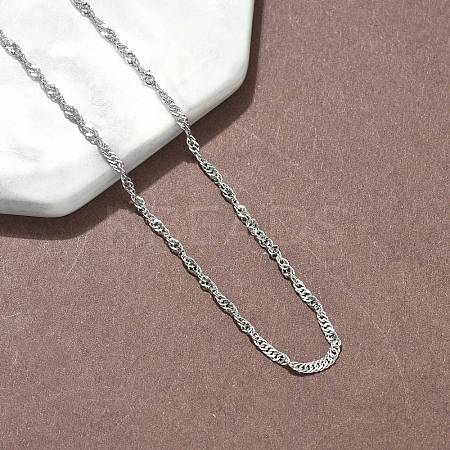 304 Stainless Steel Singapore Chain Necklaces NJEW-Z084-02P-01-1