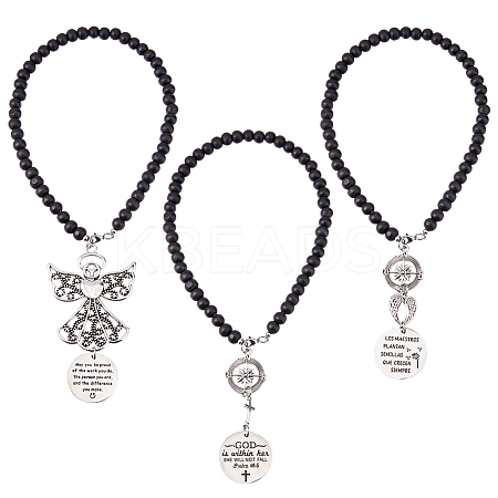 3Pcs Alloy Angel Pendant Decoration HJEW-WH00128-1