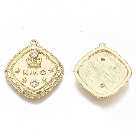 Brass Micro Pave Clear Cubic Zirconia Pendants KK-R126-018-NF-1