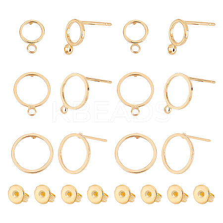 30Pcs 3 Style Brass Cricle Stud Earring Findings KK-AR0002-99-1