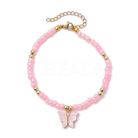 Butterfly Alloy Acrylic Charm Bracelets BJEW-JB10487-02-1