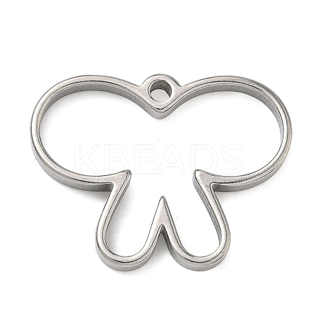 Butterfly 304 Stainless Steel Open Back Bezel Pendants STAS-K279-03A-P-1