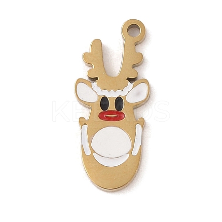 Christmas Theme Ion Plating(IP) 304 Stainless Steel Enamel Pendants STAS-Z083-09G-03-1