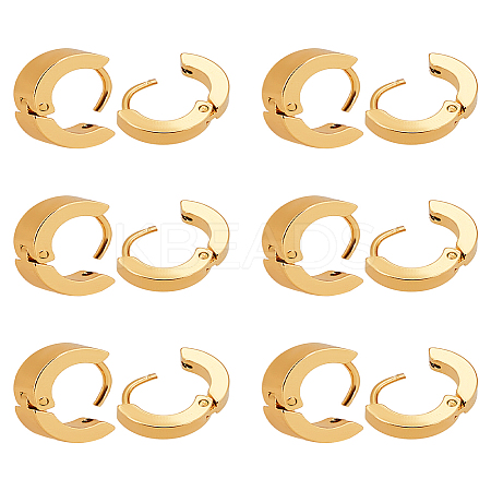 6 Pairs 304 Stainless Steel Huggie Hoop Earrings EJEW-LP0001-07-1