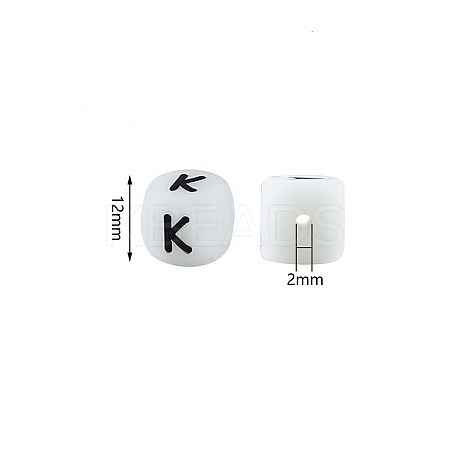 20Pcs Luminous Cube Letter Silicone Beads 12x12x12mm Square Dice Alphabet Beads with 2mm Hole Spacer Loose Letter Beads for Bracelet Necklace Jewelry Making JX437K-1