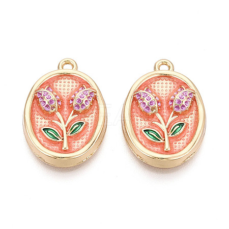 Rack Plating Alloy Enamel Pendants ENAM-T024-89A-G-1
