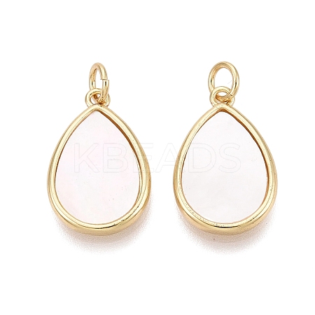 Natural White Shell Pendants KK-Q072-01G-1