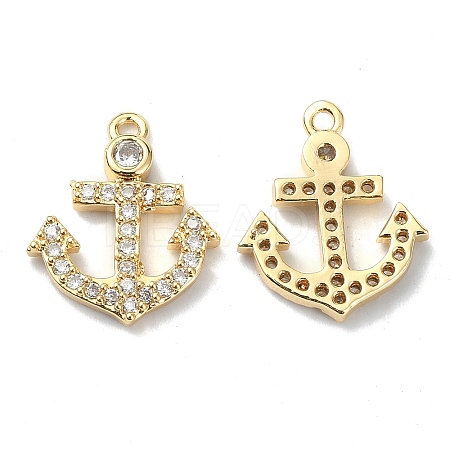 Brass Micro Pave Cubic Zirconia Charms KK-B072-03G-1