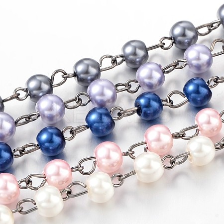 Handmade Glass Pearl Beaded Chains for Necklaces Bracelets Making AJEW-JB00133-1