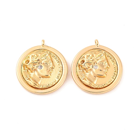 Brass Micro Pave Clear Cubic Zirconia Pendants KK-S389-11G-1