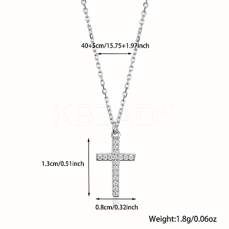 Cubic Zirconia Cross Pendant Necklaces HQ3013-2-1