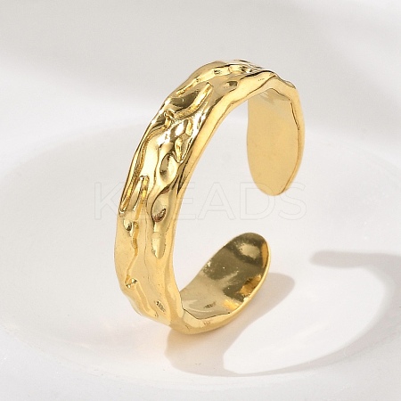 Textured 304 Stainless Steel Open Cuff Rings RJEW-R014-03G-02-1
