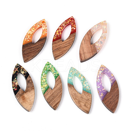 Opaque Resin and Walnut Wood Pendants RESI-T060-06M-1