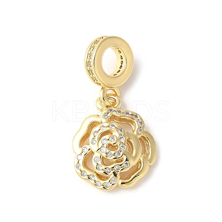 Brass Micro Pave Cubic Zirconia European Dangle Charms ZIRC-I071-23G-1