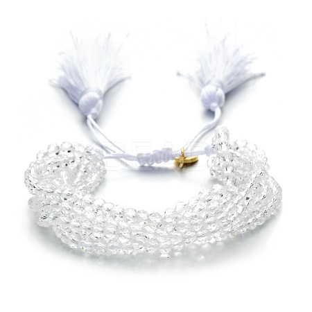 Faceted Glass Braided Bead Bracelets PS4906-11-1