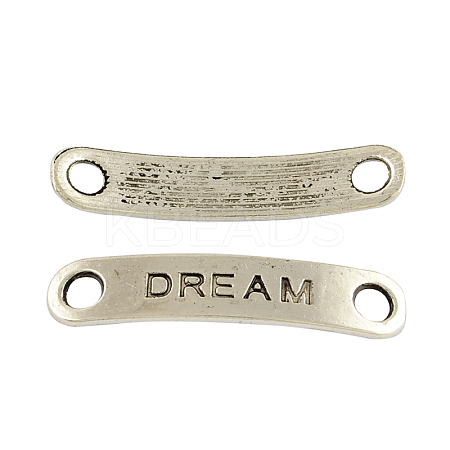 Rectangle Carved Affirmative Word Dream Tibetan Style Alloy Message Links connectors for Bracelet Making X-TIBE-S233-AS-LF-1