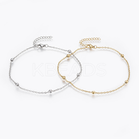 304 Stainless Steel Anklets AJEW-H013-02-1