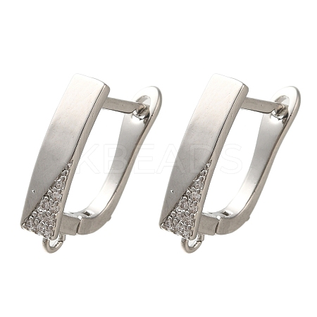 Rack Plating Brass Micro Pave Cubic Zirconia Hoop Earring Findings EJEW-H143-10P-1