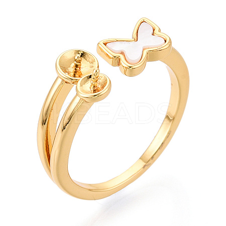 Butterfly Brass & Shell Cup Peg Ring Settings KK-N274-19G-1