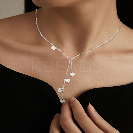 1Pc Stainless Steel Heart Bid Necklaces for Women NJEW-LP0003-22A-1