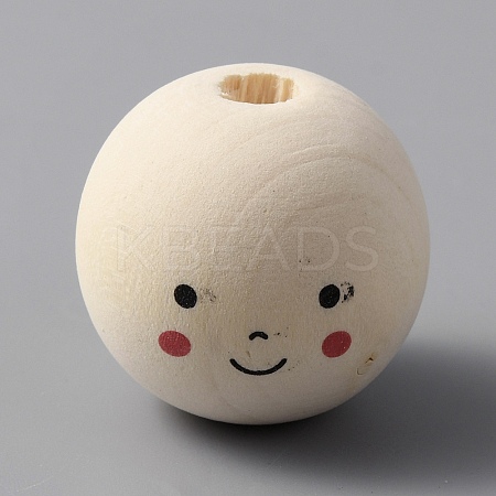 Round Printed Wood Beads WOOD-WH0036-05B-1