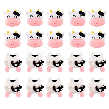 60pcs Resin cabochons cartoon cute cow patch DIY material accessories(2 styles) JX613A-1