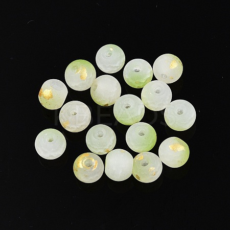 Frosted Baking Paint Crackle Glass Beads with Glitter Powder X1-DGLA-T004-6mm-01K-1