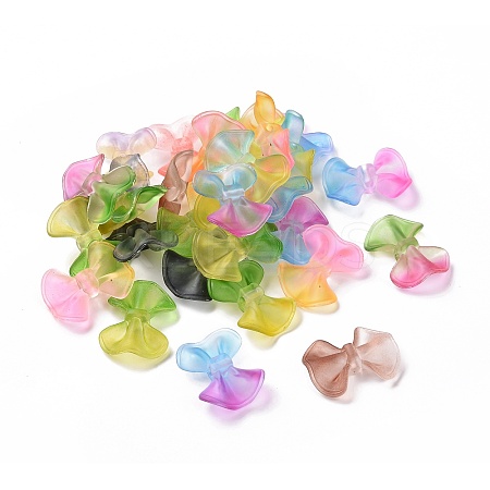 Two Tone Frosted Transparent Acrylic Beads OACR-P011-03D-1
