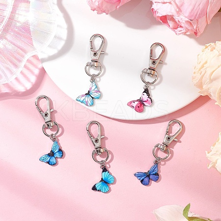 Butterfly Alloy Enamel Pendant Decorations HJEW-JM03207-1