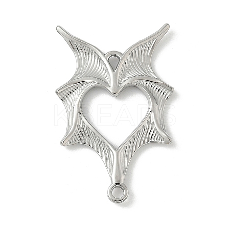 304 Stainless Steel Bat Wings Heart Links Connector Charms STAS-S186-13P-1