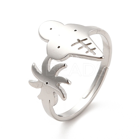 Non-Tarnish 201 Stainless Steel Sun & Ice Cream Adjustable Ring for Women RJEW-F131-02P-1