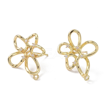 Brass Cubic Zirconia Stud Earring Findings LS-KK-B087-12G-1