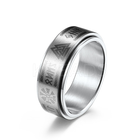 Viking Word 304 Stainless Steel Rotatable Finger Rings for Men FS-WGA52A7-03-1