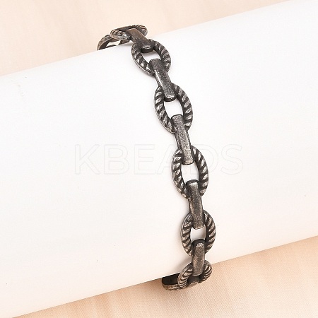 316 Surgical Stainless Steel Oval Link Chain Cuff Bangles BJEW-C125-03AS-1
